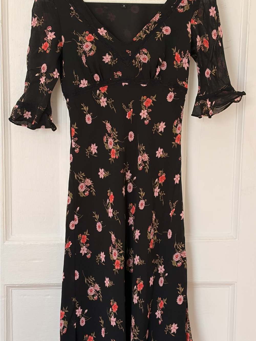 European summer Black Floral Dress